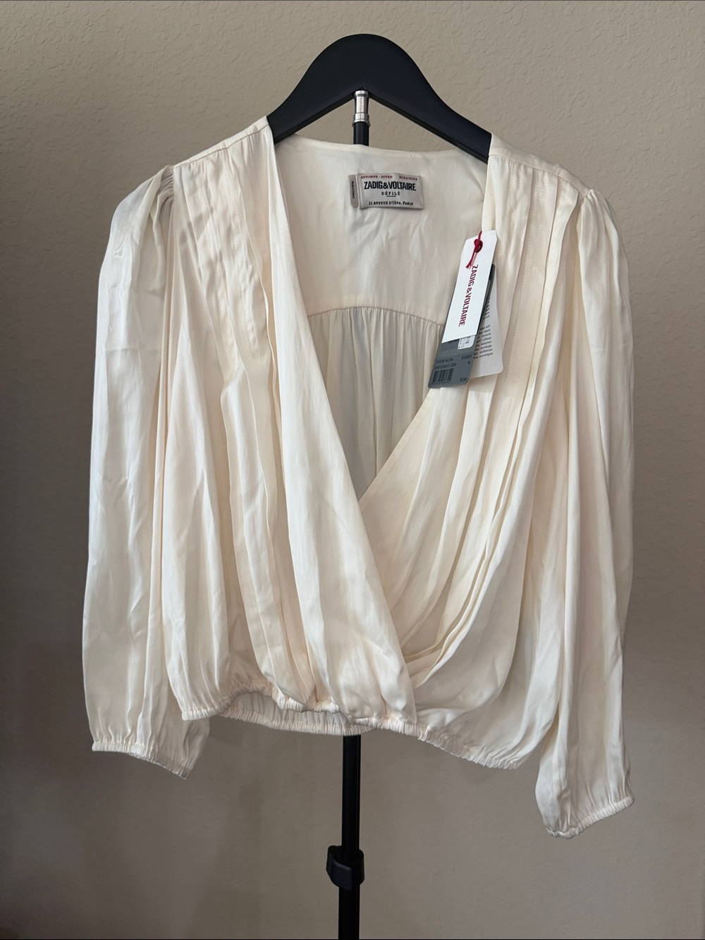 Zadig & Voltaire Ivory Wrap-Style Blouse